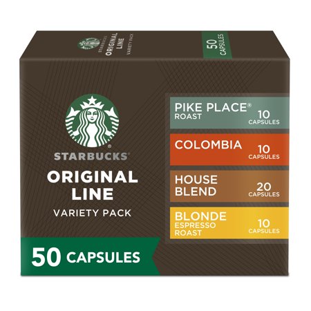 Starbucks By Nespresso Original Line Mild Variety Pack Coffee, 50-Count Espresso Pods Packaging May Vary