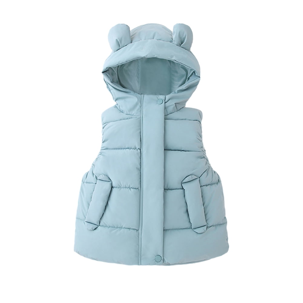 Godderr Toddler Kids Boys Girls Hooded Vest down jacket Cute ears Thickened Winter Jacket Tops Warm Outerwear Waistcoat 1-7Y