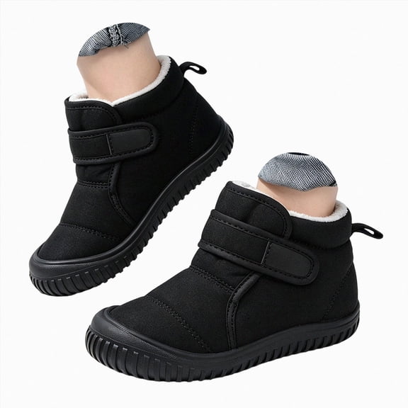 NOLDARES Boys Girls Snow Boots Winter Waterproof Resistant Cold Weather Outdoor Shoes (Toddler/Little Kid),Y134-Black