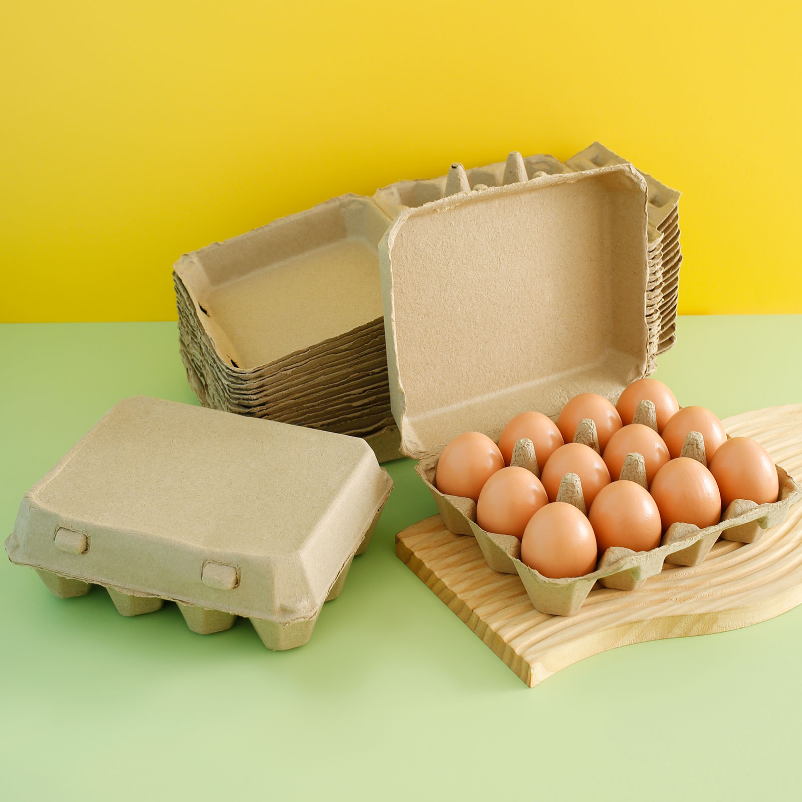 1 Dozen Egg Cartons 20 Pack, Blank Natural Pulp Empty Trays, 12 Count Bulk Holder with Double Buckle for Fresh Duck and Chicken Eggs