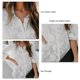 thumbnail image 4 of Camisa de mujer transparente de manga larga con cuello vuelto y botones, blusa informal de Color puro para mujer para el trabajo diario, 4 of 6