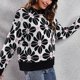thumbnail image 5 of Suéter de punto mujeres sueltas dropped hombro manga larga flor color matching knit pullover Top Rosa olla L, 5 of 8