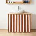 thumbnail image 4 of Burnt Orange Stripe Small Cabinet Curtains 10"W x 11"L, Farmhouse Striped Abstract Art Sink Skirt Dust-Proof Short Curtain for Bathroom Vanity Storage Cubby Desk, Self Adhesive Privacy Drapes, 4 of 9