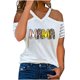 thumbnail image 1 of Blusa de manga corta con estampado de cuello en V informal para mujer con estilo Camiseta de verano con hombros descubiertos OAVQHLG3B Store  lin121212, 1 of 5