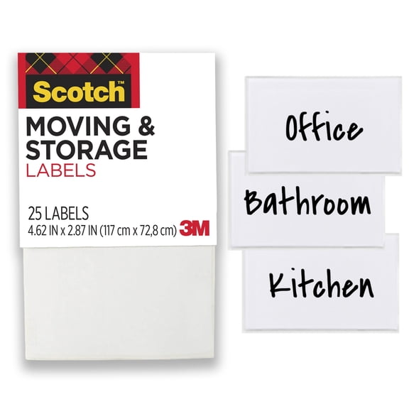 Scotch Storage Labels, For Moving Boxes, Containers, Permanent Self-Stick, 4.62 in x 2.87 in, 25 Total