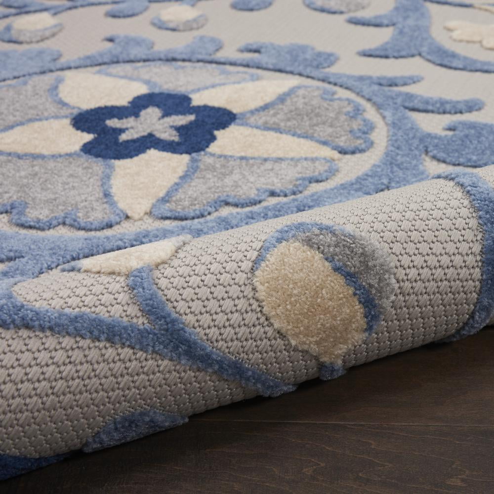 Nourison Aloha Indoor/Outdoor Blue/Grey 2'3" x 8' Area Rug, (2x8)