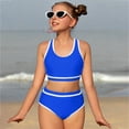 thumbnail image 6 of GXWEA Bathing Suits For Girls 10-12 Girls Bikinis Girls Swimsuit Double Strap High Waist Sporty Bikini Swimsuits Swim 2 Piece Set Blue 13-14 Years, 6 of 9