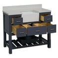 thumbnail image 3 of Charlotte 48" Farmhouse Bathroom Vanity with Marine Gray Cabinet and Quartz Top, 3 of 7