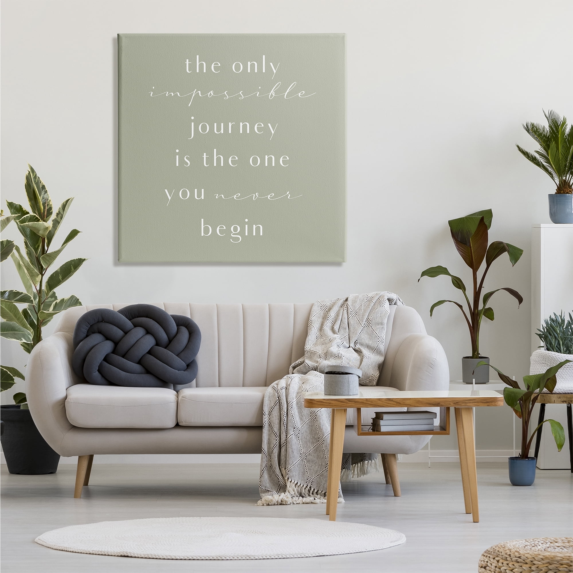 Impossible Journey Is One You Never Begin Phrase 36 in x 36 in Painting Canvas Art Print, by Stupell Home Décor