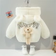 thumbnail image 6 of Generic 2024 New Children's Jackets Casual Fashion Baby Girls Boys Cartoon Letter Jacket Bear Ears Hooded Outerwear Zipper Warm Winter Coat for Breathable Clothing (2-3 Years,White), 6 of 7