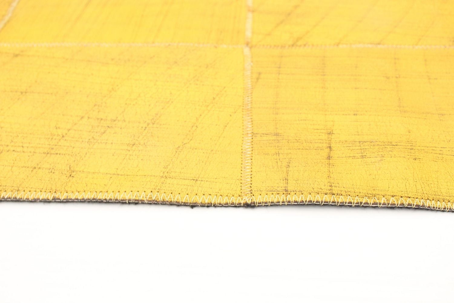 ECARPETGALLERY Tapis Fait à la Main pour Salon, Salle à Manger et Chambre à Coucher Contemporain Collection Patchwork en cuir 5'0" x 8'0" en Jaune