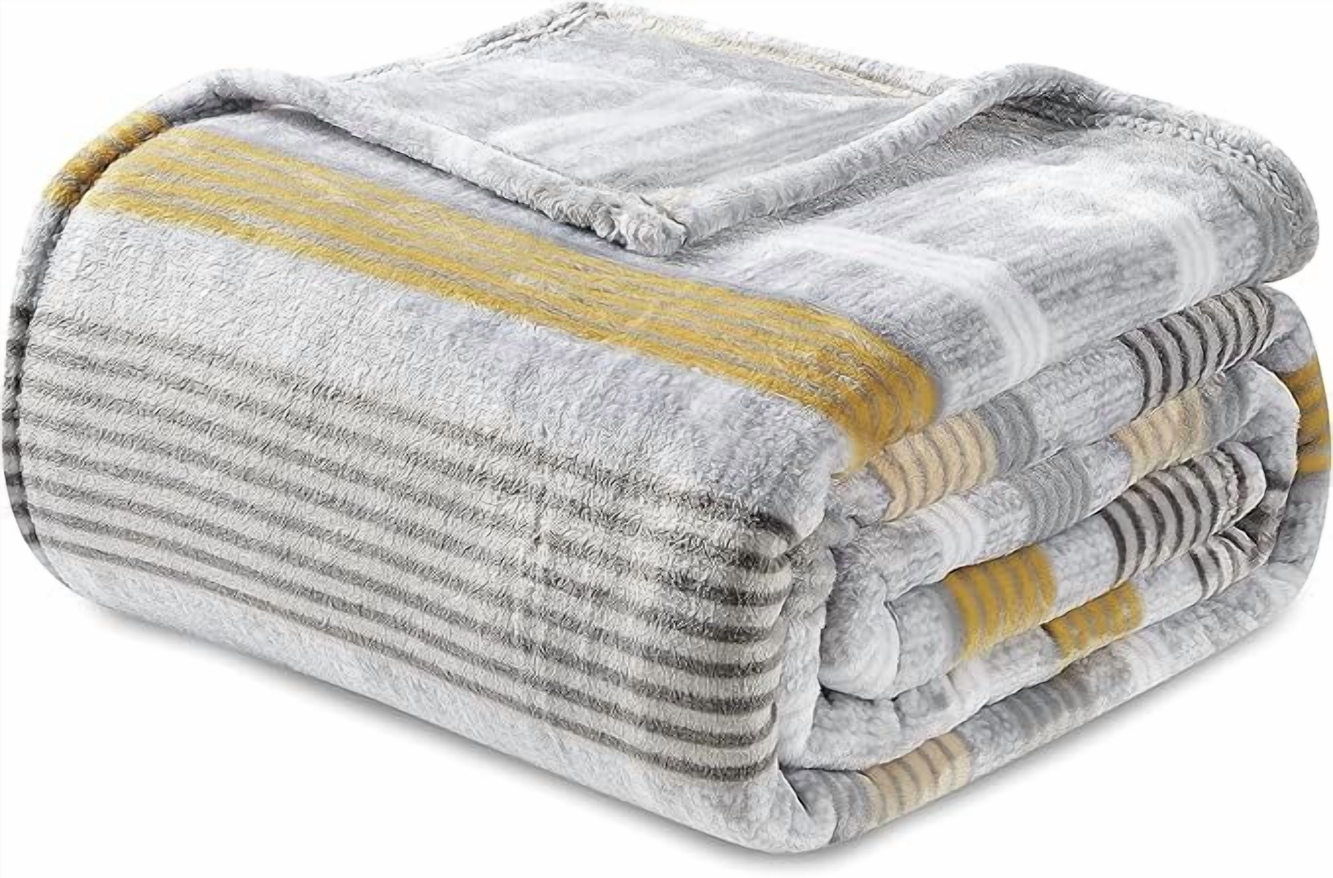 Elegant Comfort Soft Print Flannel Fleece Bed Blanket, Cozy-Fuzzy Lightweight Bedspread Coverlet, All season Decorative Blanket for Couch, Sofa, Striped Design, King Size, Brea Stripe
