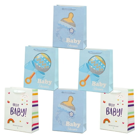6Pcs Large Baby Shower Birthday Gift Bags for Boy Gift Bags for Baby Shower Gift Bag Set for New Baby Birthday