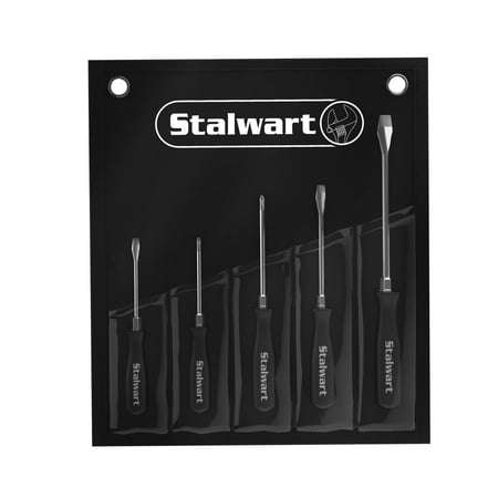 5 Piece Screwdriver Combination Set Magnetic Phillips and Slotted Head Hand Tools with Ergonomic Handles and Storage Pouch by Stalwart