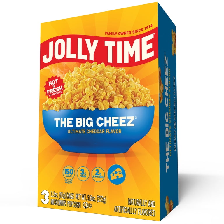 Jolly Time The Big Cheeze Ultimate Cheddar Microwave Popcorn, 3.2