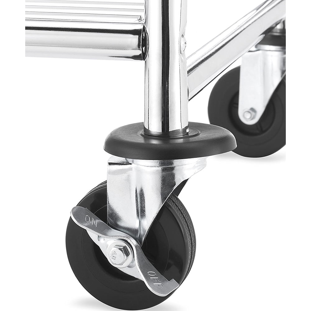 Whitmor Adult Commercial Rolling Laundry Butler with Wire Storage Rack Chrome-20.75x25.5x70.3-Adult