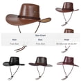 thumbnail image 3 of Men Women Faux Leather Cowboy Hat with Braided Band, Adjustable Strap Western Hat, 3 of 3