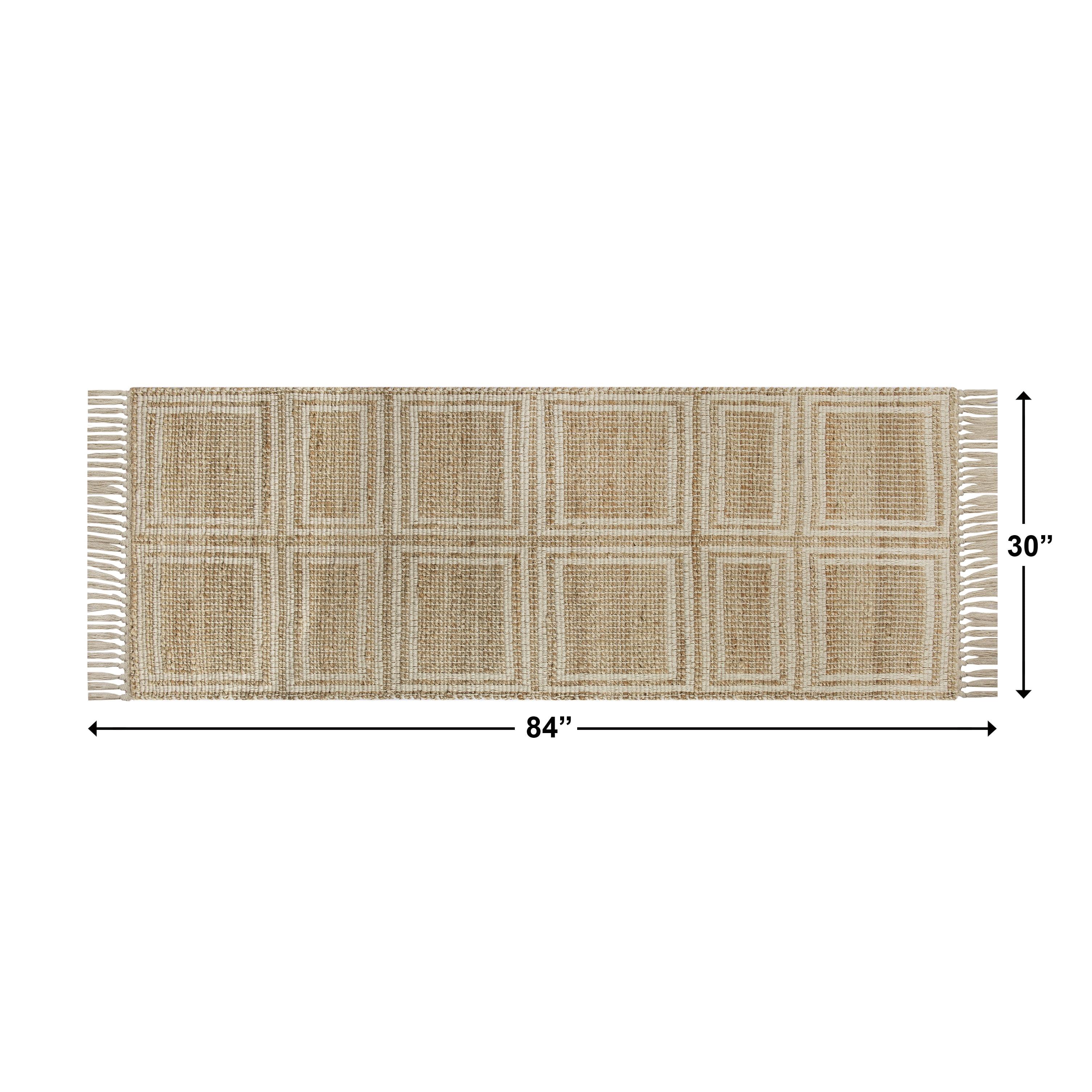 Better Homes & Gardens Ivory & Natural Interlocking Jute 30" x 84" Runner Rug