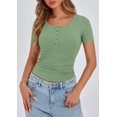 thumbnail image 3 of Remera PRETTYGARDEN 2025 Slim Fit Henley con Botones en Verde Salvia Talle S, 3 of 8