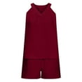 thumbnail image 4 of XWSHYW Pajama Sets for Women Oversized Solid Color Comfortable Pajama Sets Casual Crew Neck Sleeveless Sleepwear with Shorts Pj for Women, 4 of 7