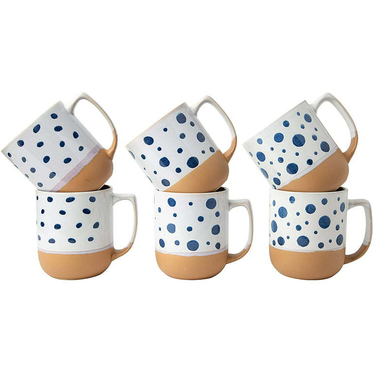  Klikel 6 Colored Coffee Mugs Set - 16oz Flat Bottom Stoneware -  Bright Multi Colored : Home & Kitchen