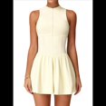 thumbnail image 1 of Vestido de Golf y Tenis para Mujer con Sujetador Incorporado, Pantalones Cortos con Cremallera, Corte Entallado, Falda Deportiva con Bolsillos Amarillo XL, 1 of 10
