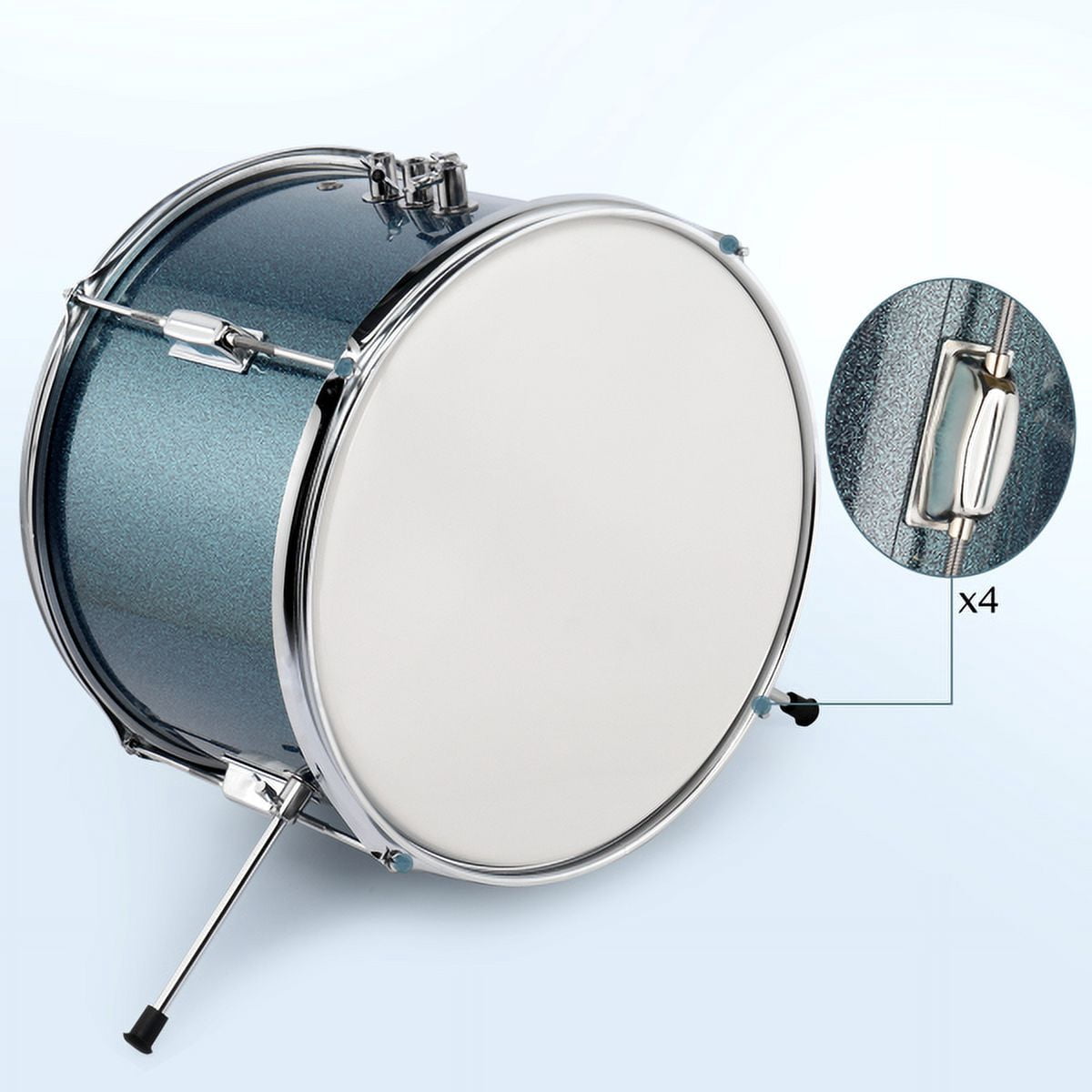 14"x10" 3-Pieces Junior Kids Drum Set Kit Pedal Drum Stick Wrench Drum Stool Sky Blue
