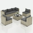 thumbnail image 2 of UDPATIO 7-Piece Outdoor Wicker Patio Furniture Set with Cushions for Backyard, Porch, Garden, Gray, 2 of 7