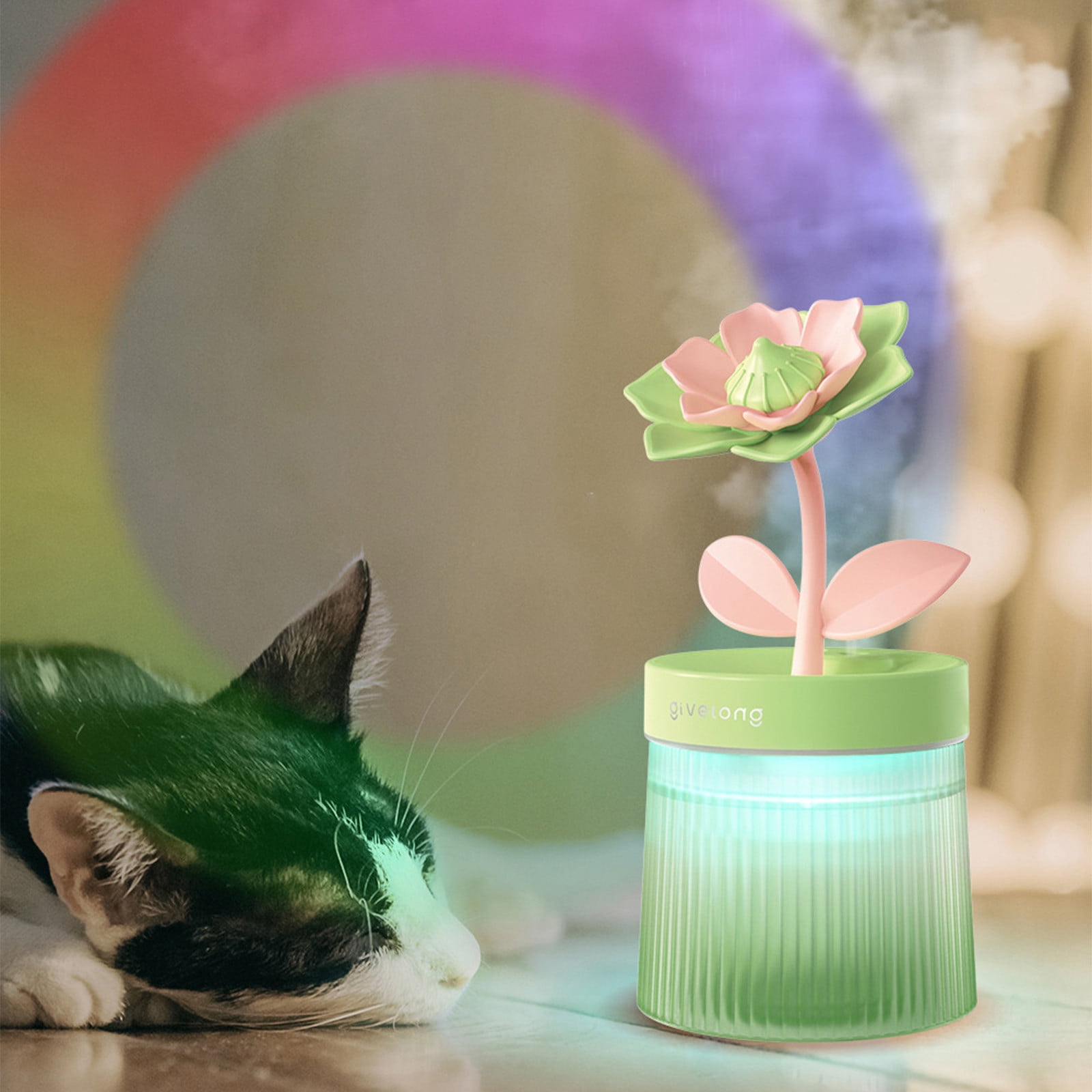Specollect Clearance 2Pcs Cute Flower Mini Humidifier,Gardenia Desktop Humidifiers for Bedroom,Portable Small Cool Mist Humidification for Home,Baby Nursery,Office & Indoor Plants