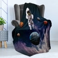 thumbnail image 4 of Outer Space Soft Flannel Fleece Blanket, Astronaut in the Outer Space the Planets Globe Satellite Energy Eternity Theme, Cozy Plush for Indoor and Outdoor Use, 50" x 60", Multicolor, by Ambesonne, 4 of 5