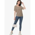 thumbnail image 5 of Women's Dolman Top Boat Neck Short Sleeve Solid Tees Casual T Shirt with Side Shirring Detail, 5 of 6