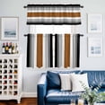thumbnail image 2 of Modern Brown Black Kitchen Curtains, Boho Contemporary Geometric Striped Kitchen Curtains and Valances Set of 3, Light Filtering Tailored Tier Curtain 24 Inch Length Drapes for Cafe Sink Bedroom, 2 of 8