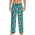thumbnail image 2 of Goofa Skull Cat Printed Soft Pajama Pants for Men, Wide Leg Comfy Casual Lounge Yoga Pants-Small, 2 of 9