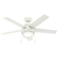 thumbnail image 4 of Hunter 46 inch Indoor Ceiling Fan with LED Light - White Ceiling Fan with Pull Chain, For Bedroom, Living Room, or Kitchen, Standard Mount, No Remote, 5 Blades - Anslee 59266, Fresh White, 4 of 14