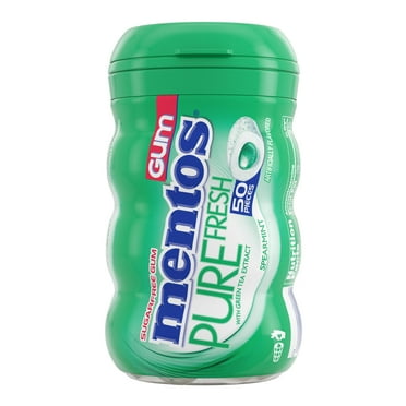 Mentos Pure Fresh Sugar-Free Chewing Gum With Xylitol, Spearmint, 50 Piece Bottle