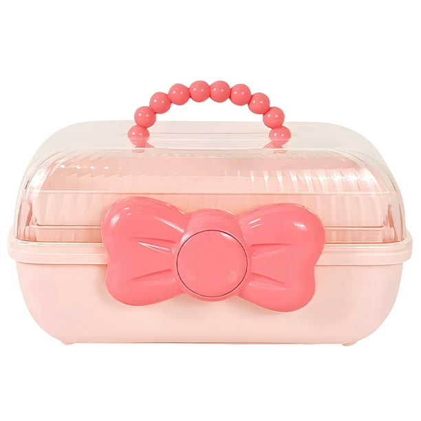 WORGEOUS Caja de almacenamiento de accesorios para el cabello para niñas, organizador de decoración de lazos para el cabello, joyero
