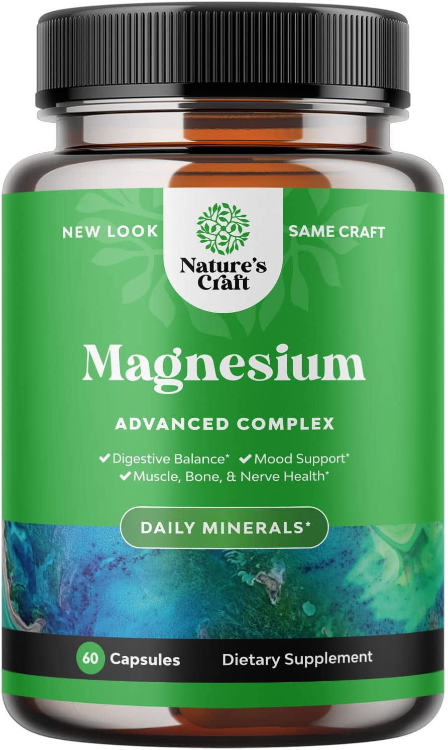 High Absorption Magnesium Complex Supplement - Pure Magnesium Citrate 500mg with Magnesium Oxide for Upset Stomach Relief Mood Support Natural Sleep Aid and Headache Relief - Magnesium 500mg