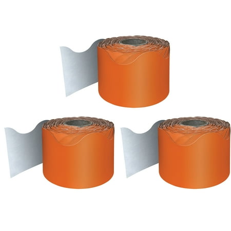 UPC: 0194629118106 | Carson Dellosa Education Orange Rolled Scalloped Border  65 Feet Per Roll  Pack of 3