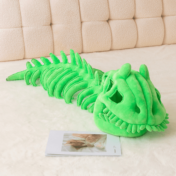 37.4 Inches Spinosaurus Plush Dino, Dinosaur Skeleton Headpiece, 3D Spinosaurus Funny Dinosaur Skeleton Plush with Spine Extension for Parties Gifts Green