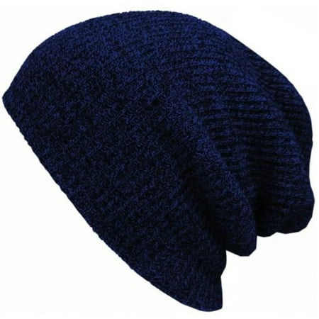 Opromo Slouch & Comfort Daily Beanie Winter Ski Baggy Hat Unisex Knit Beanie Cap-Navy Blue