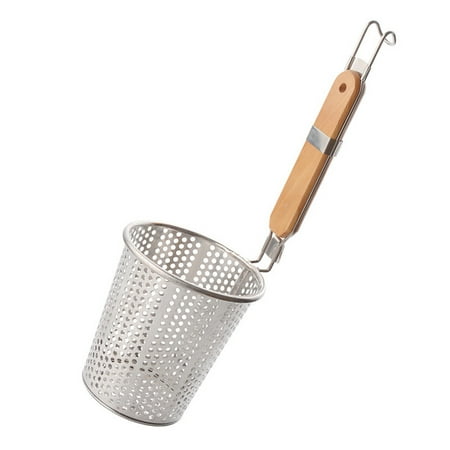 

Stainless Steel Strainer Basket Wooden Handle Fine Mesh Spider Food Skimmer Kitchen Sieve for Pasta Dumpling Noodle (12.5cm)
