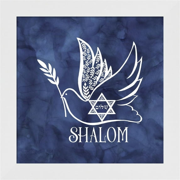 Great Art Now Festival of Lights Blue V-Shalom Dove by Tara Reed, Framed Wall Art, 14W x 14H