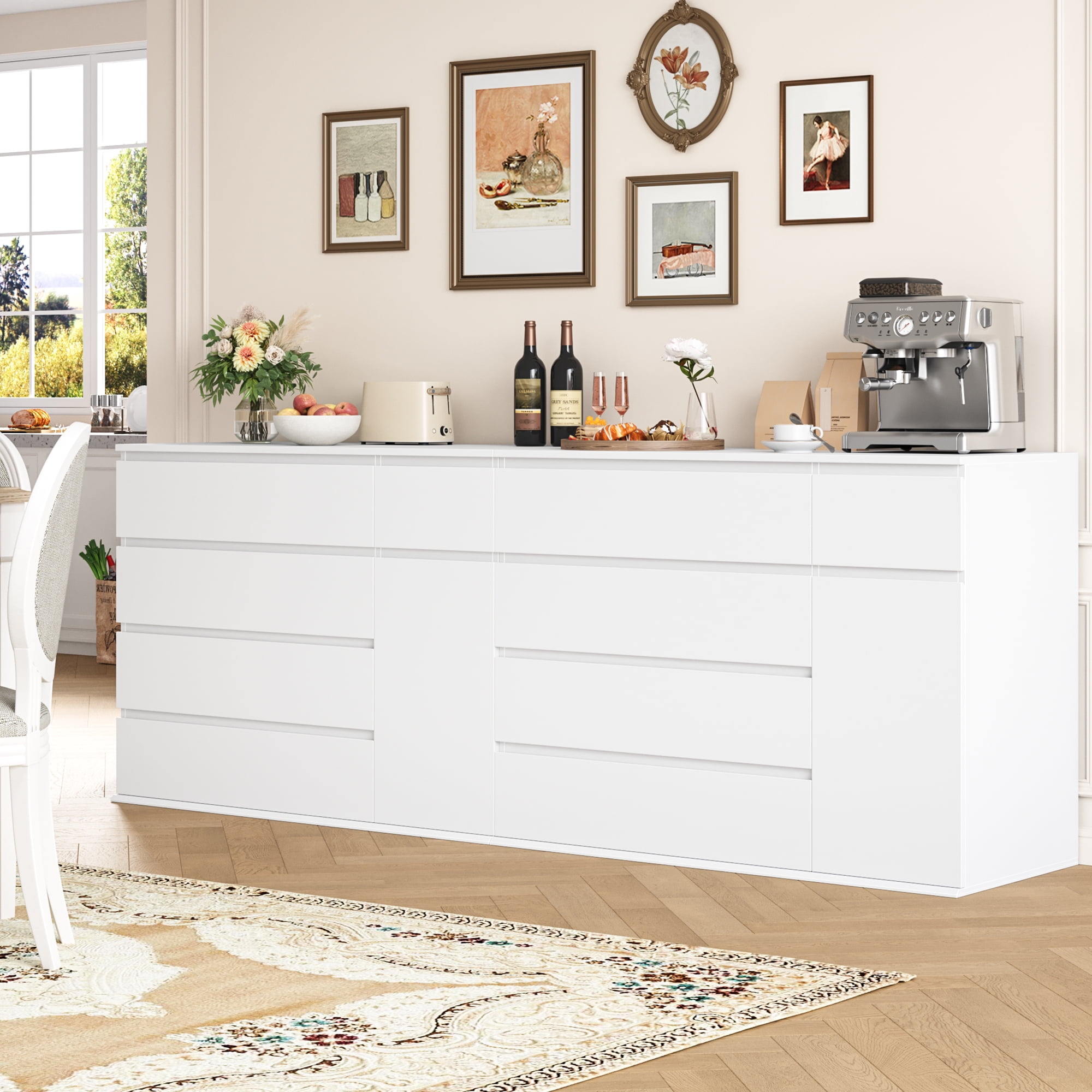 Homfa 5 Drawer White Dresser with Door, Modern Accent Storage Cabinet Chests of Drawers for Bedroom Living Room