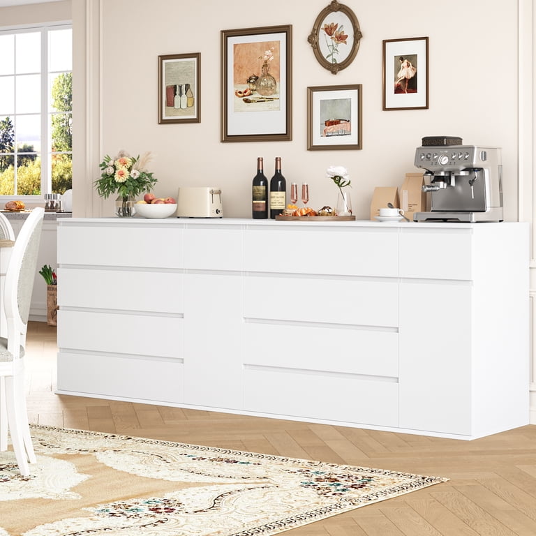 modern white kitchen dresser Homfa 5 Drawer White Dresser with Door, Modern Accent Storage Cabinet Chests of Drawers for Bedroom Living Room, Adult Unisex, Size: One size