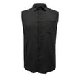 thumbnail image 4 of Fengqque Men's Short Sleeve Shirts Clearance Summer Cotton Linen Solid Color Sleeveless Shirt, 4 of 5
