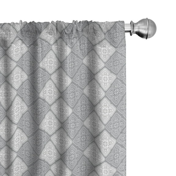 Ambesonne Damask Curtains, Victorian Oriental Retro, Pair of 28"x84", Dimgray