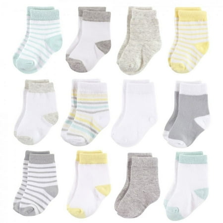 UPC: 0660168540468 | Hudson Baby Infant Unisex Cotton Rich Newborn and Terry Socks  Neutral Stripe  0-6 Months