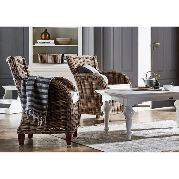 NovaSolo Wickerworks Set of 2 Living Room Baron Chair - Natural