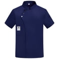 thumbnail image 2 of Men's Chef Coat Uniform Short Sleeve Cook Jacket Restaurant Kitchen Work Breathable Clothes Navy 3XL, 2 of 5
