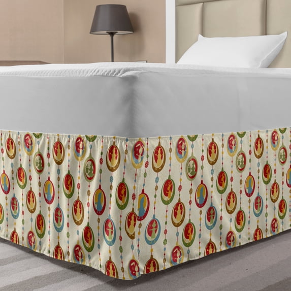 Ambesonne Multi-color Wrap Around Microfiber Bed Skirt, Full